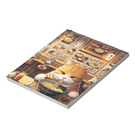 猫食べラーメンv1 ノートパッド (回転)