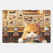 猫食べラーメンv1 ラッピングペーパーシート (正面)