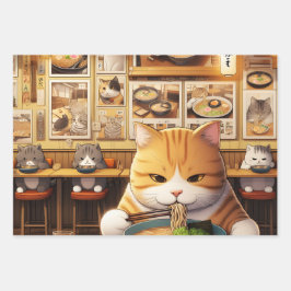 猫食べラーメンv1 ラッピングペーパーシート
