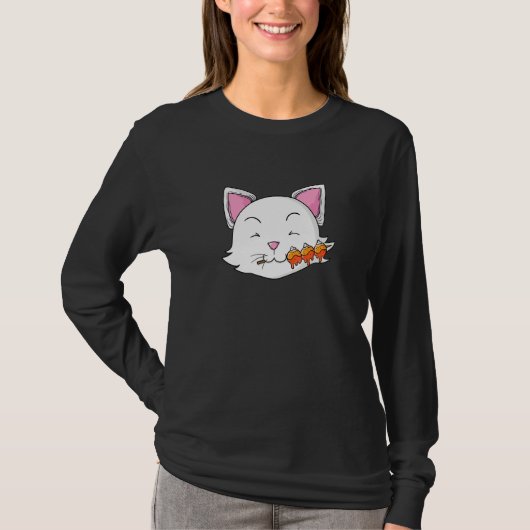 猫食べ団子団子 Tシャツ (正面)