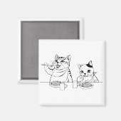 猫食べ物のスパゲッティが可愛いおもしろい間抜け マグネット (正面/裏面)