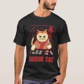 猫食べ物の寿司 Tシャツ (正面)