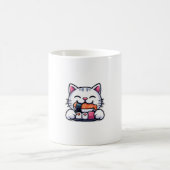 猫食べ物寿司 コーヒーマグカップ (中央)