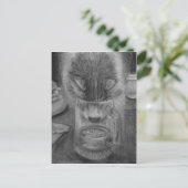 猫飲料水かわいいオリジナル炭スケッチ ポストカード (スタンド正面)