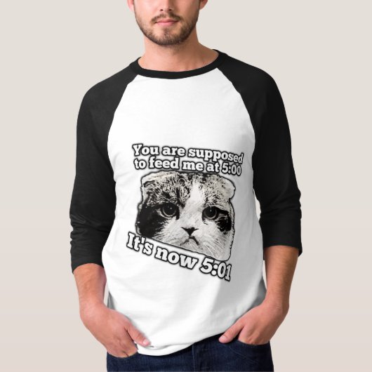 猫飼いさん必見!怒った猫の面白いミーム Tシャツ (正面)