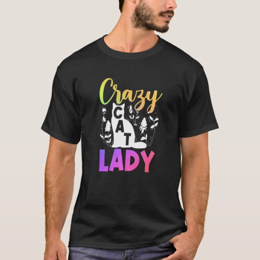 猫飼いさん フラワー 猫好きすぎ女子 Tシャツ (正面)