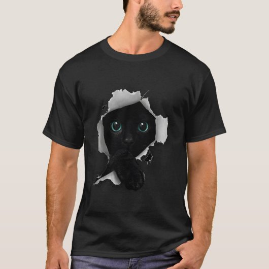 猫飼い黒猫ねこ猫 Tシャツ (正面)