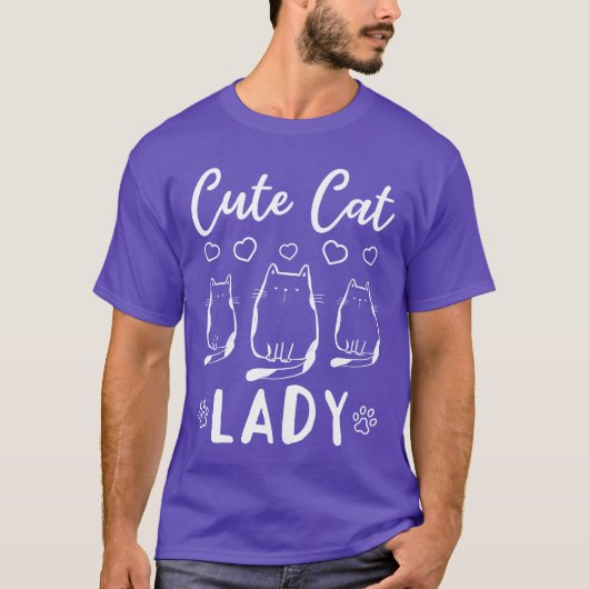 猫飼い 猫好き 可愛い 猫娘 かわいい 猫婦人 Tシャツ (正面)