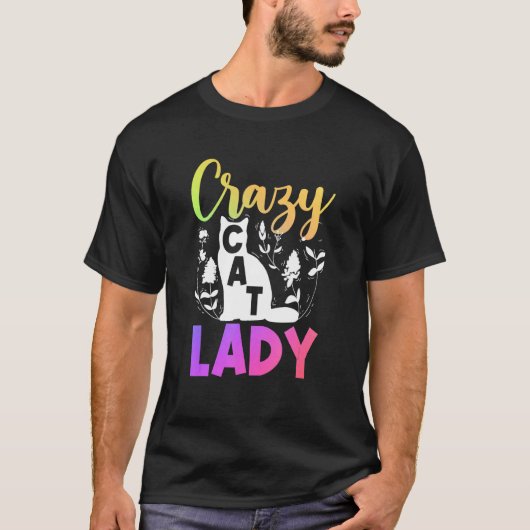猫飼い 花 猫好き女子 Tシャツ (正面)