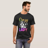 猫飼い 花 猫好き女子 Tシャツ (正面フル)