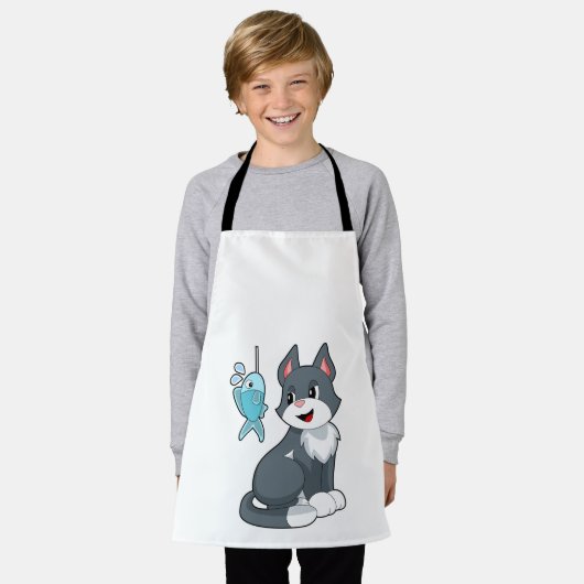 猫餌魚 エプロン (着用した状態)