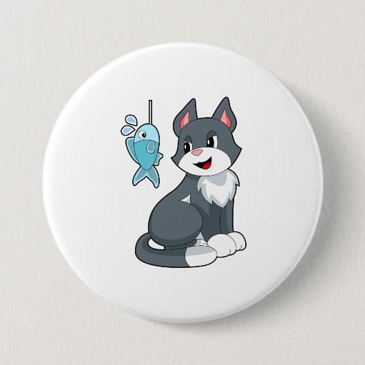 猫餌魚 缶バッジ (正面)