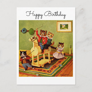 猫騎兵隊の馬の冒険　猫からお誕生日おめでとう ポストカード