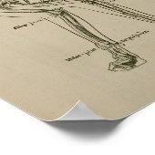 猫骨格解剖ヴィンテージ獣医プリント ポスター (角)