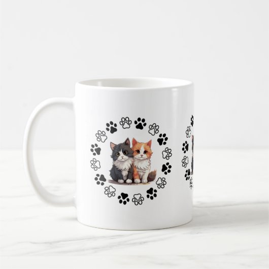 猫魅力的をテーマにしたマグカップ コーヒーマグカップ (左)