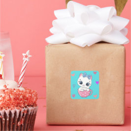 猫魅力的ステッカー：猫好きに最適！ スクエアシール