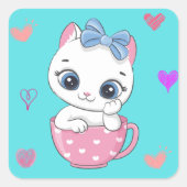 猫魅力的ステッカー：猫好きに最適！ スクエアシール (正面)