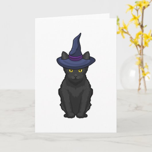 猫魔女 カード (黄色い花)