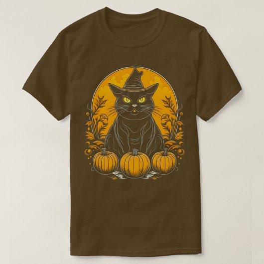 猫魔女 ゴシック ゴothic ハロウィン かぼちゃ tシャツ (デザイン正面)
