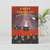 猫魔法ショー誕生日任意の年フラットカード (スタンド正面)