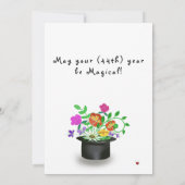 猫魔法ショー誕生日任意の年フラットカード (裏面)