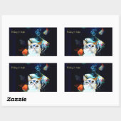 猫魚すしユーモアおもしろい長方形ステッカー 長方形シール (シート)