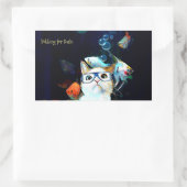 猫魚すしユーモアおもしろい長方形ステッカー 長方形シール (バッグ)