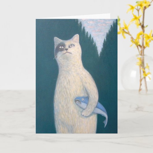 猫魚の友達 カード (黄色い花)