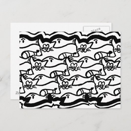 猫魚ビッグぬりえプレート葉書 ポストカード (正面/裏面)