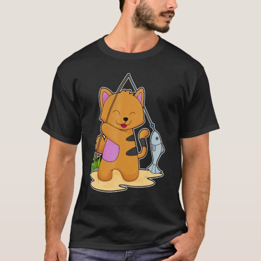 猫魚釣りフィッシャーフィッシュ Tシャツ (正面)