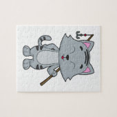 猫魚釣りフィッシャーフィンシングロッド ジグソーパズル (横)