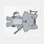 猫魚釣りフィッシャーフィンシングロッド フリースブランケット (正面(横))