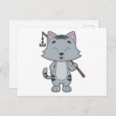 猫魚釣りフィッシャーフィンシングロッド ポストカード (正面/裏面)
