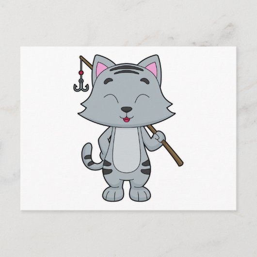 猫魚釣りフィッシャーフィンシングロッド ポストカード (正面)