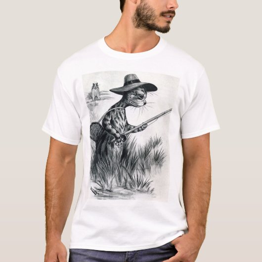 猫魚釣りルイワーイン Tシャツ (正面)