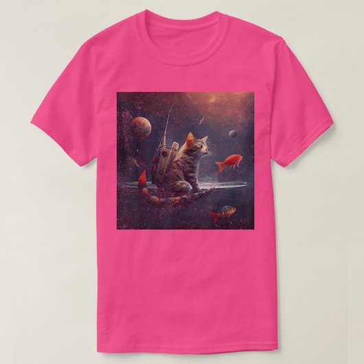 猫魚釣り宇宙 Tシャツ (デザイン正面)