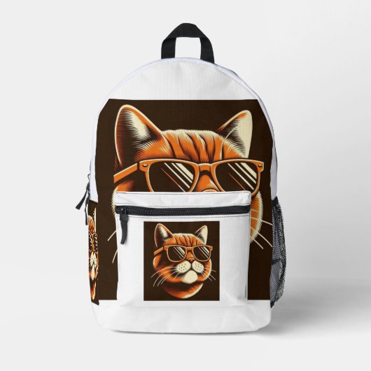 猫鮮やかの恵み プリントバックパック (正面)