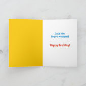 猫鳥おもしろいの食べ誕生日挨拶 カード (内部)