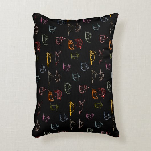 猫黒カラフルアクセント枕 アクセントクッション (正面(垂直))