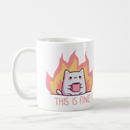 猫1号 火事 これでいい コーヒーマグカップ (左)