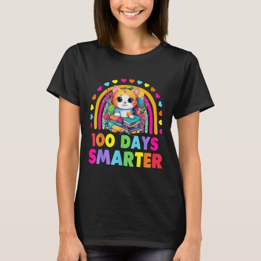 猫100日目の学校先生100日頭が切れる Tシャツ (正面)