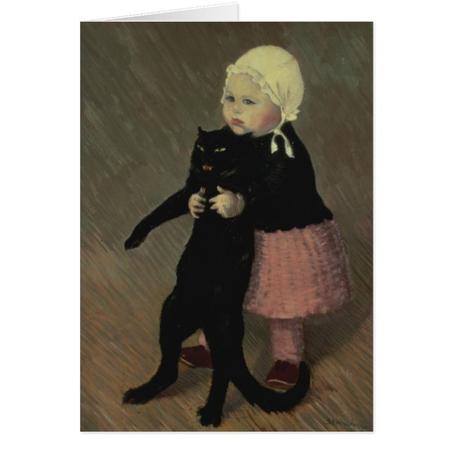 猫1889年を持つ小さい女の子 (正面)