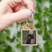 猫1889年を持つ小さい女の子 キーホルダー (手)