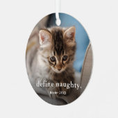猫2おもしろい写真クリスマス メタルオーナメント (正面左)