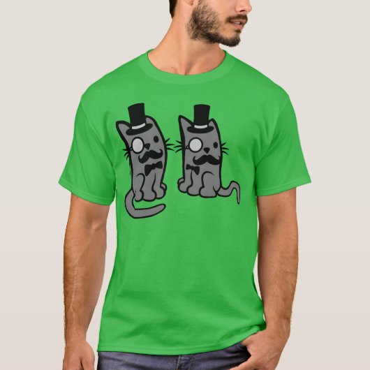猫2匹と仲良しの男の子 Tシャツ (正面)