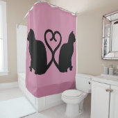 猫2匹ハートシルエットのシャワーカーテン シャワーカーテン (インサイチュ)