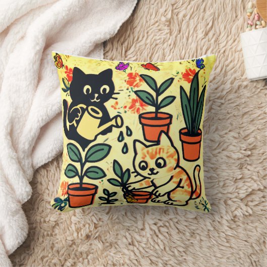 猫2匹 クッション (ブランケット)