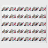 猫2匹、ネズミ3匹、サンタ ラッピングペーパー (フラット)