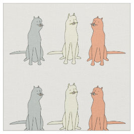 猫3おもしろい匹の可愛い猫の織物模様 ファブリック