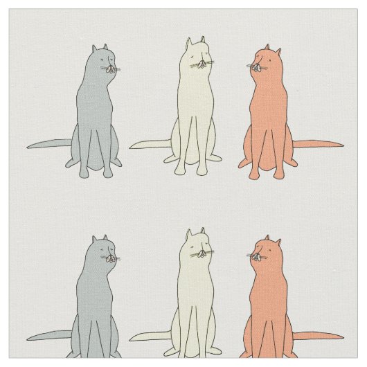 猫3おもしろい匹の可愛い猫の織物模様 ファブリック (クローズアップ)